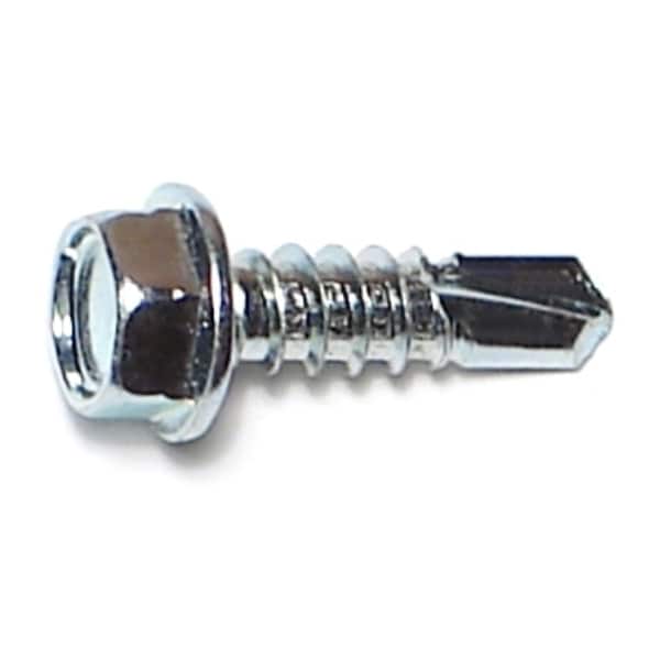 Self-Drilling Screw, #12 x 3/4 in, Zinc Plated Steel Flange Hex Head External Hex Drive, 250 PK